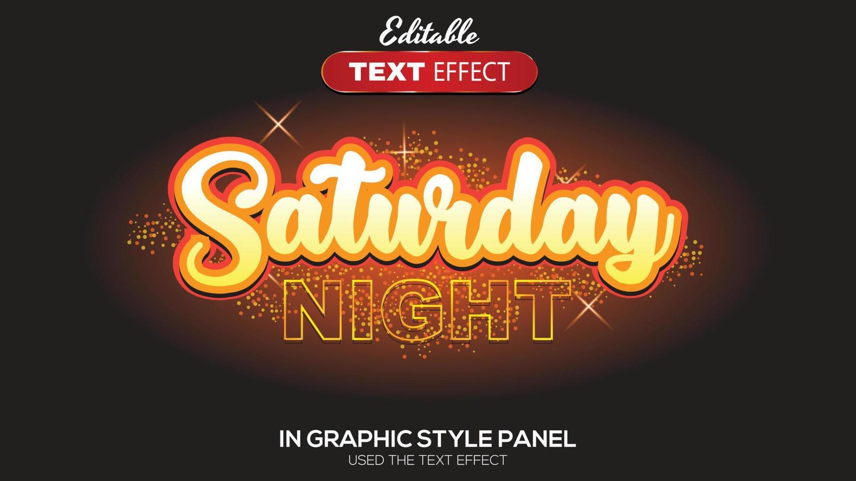 3d editable text effect spicy saturday night theme vector