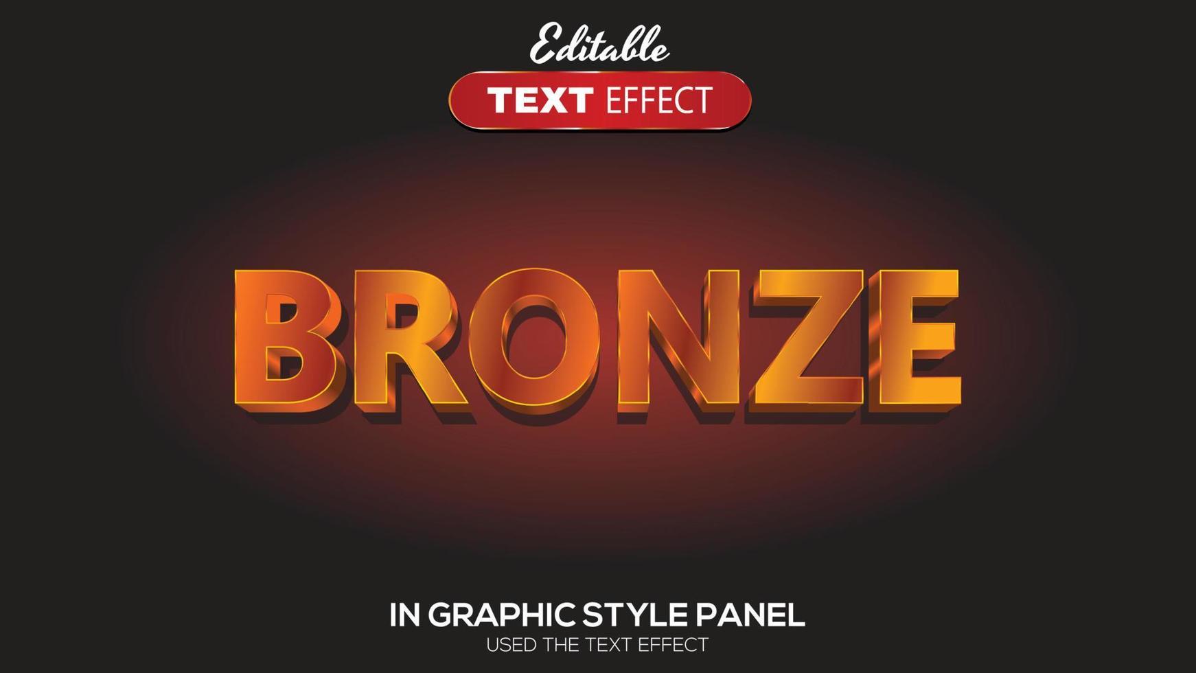 3D editable text effect bronze theme vector