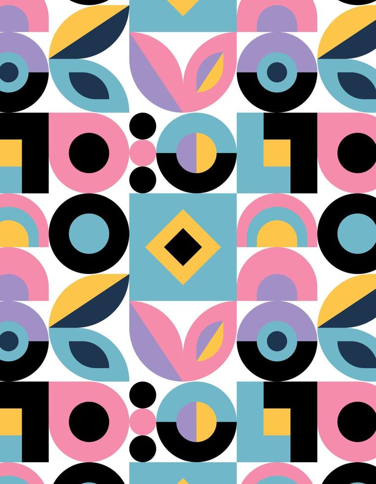 Geometric abstract retro pattern in Bauhaus style. Geometric shapes. Geometric Bauhaus pattern for print design. vector