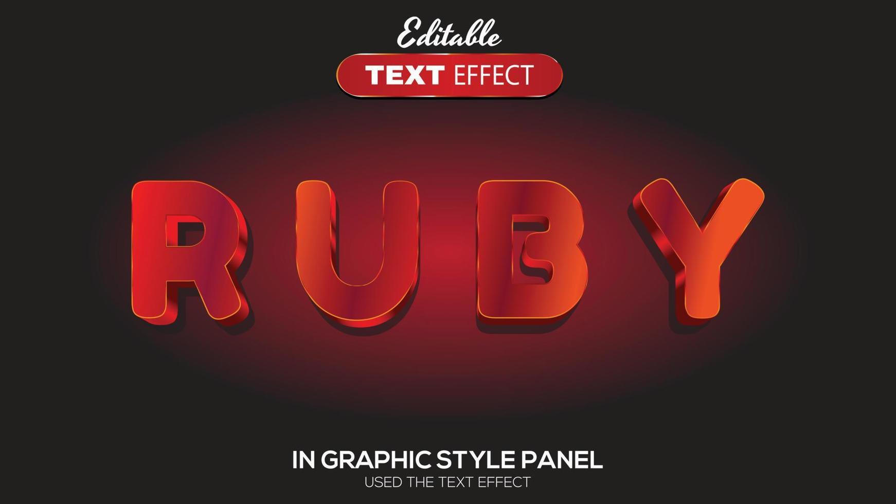 3D editable text effect ruby theme vector