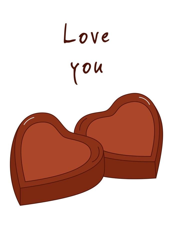 Valentine's Day greeting card with chocolates. Vector illustration