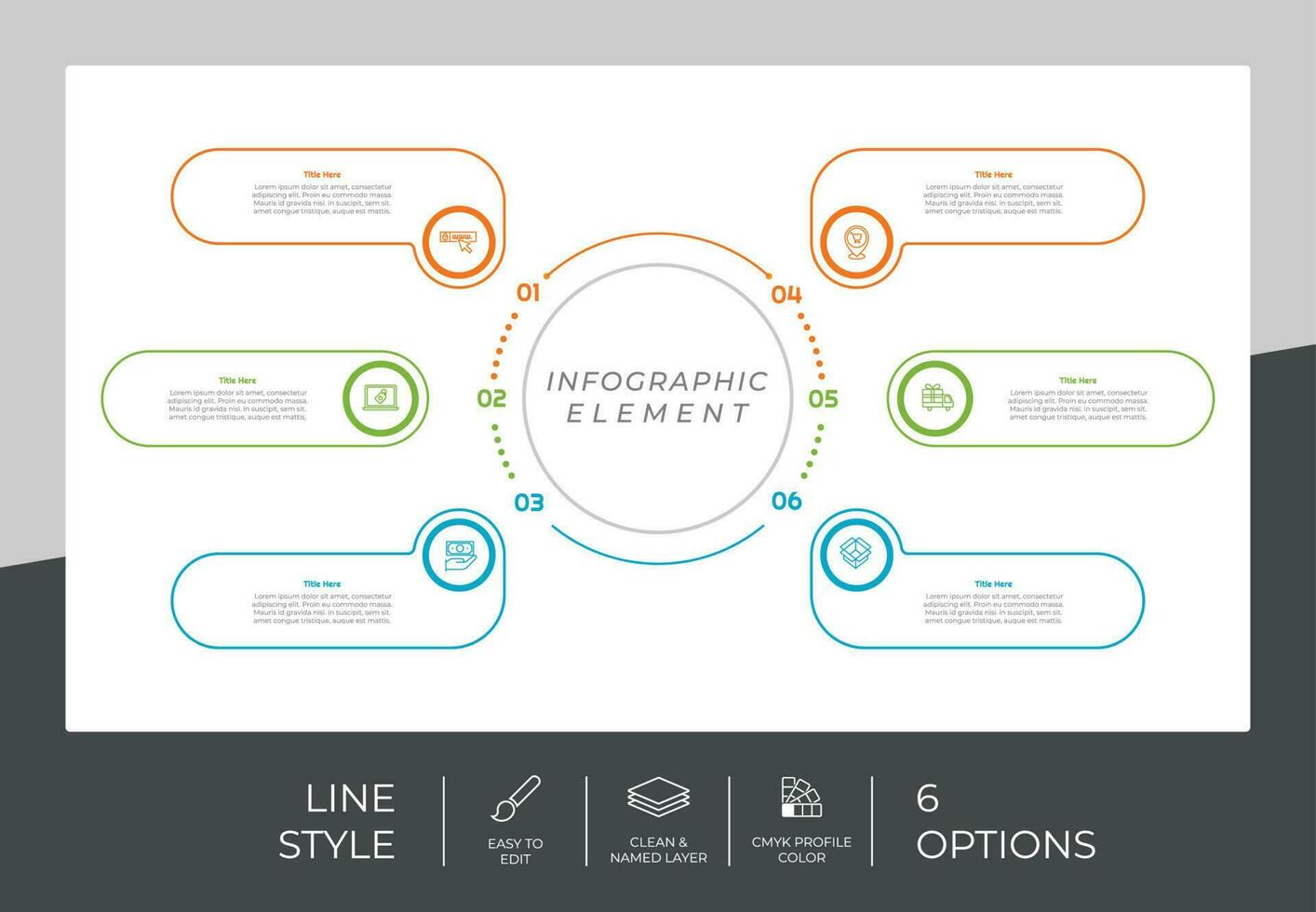 Workflow infographic vector design with 6 steps and line design. Step infographic can be used for presentation, annual report, and business purpose.