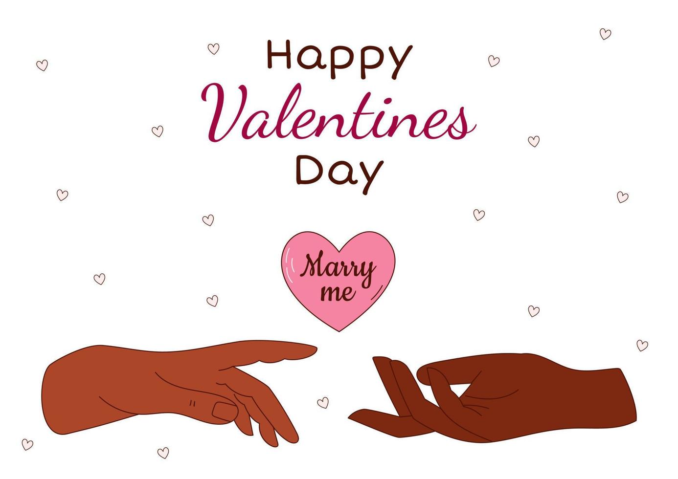 Valentine's Day greeting card with a hand and hearts. Vector illustration