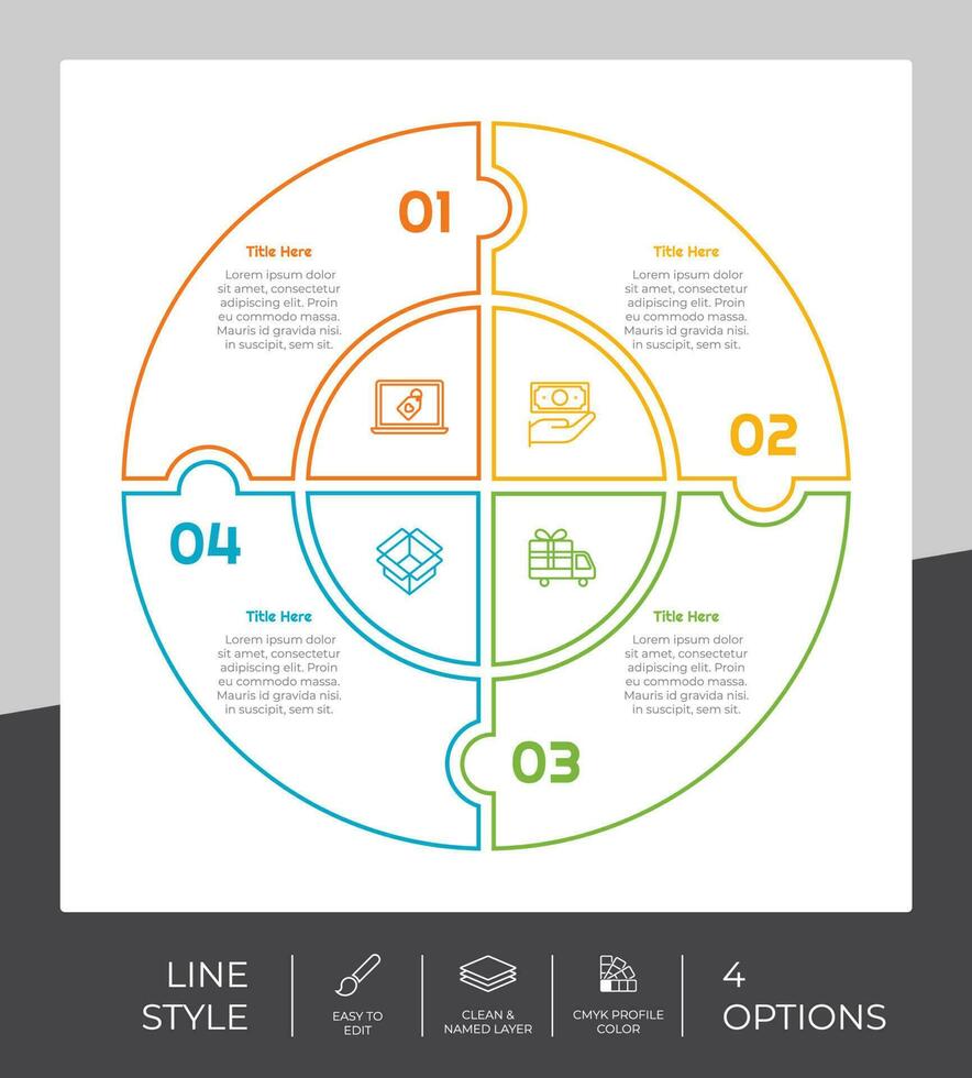 El diseño de vectores infográficos con 4 opciones se puede utilizar para el flujo de trabajo, la presentación y el propósito comercial.