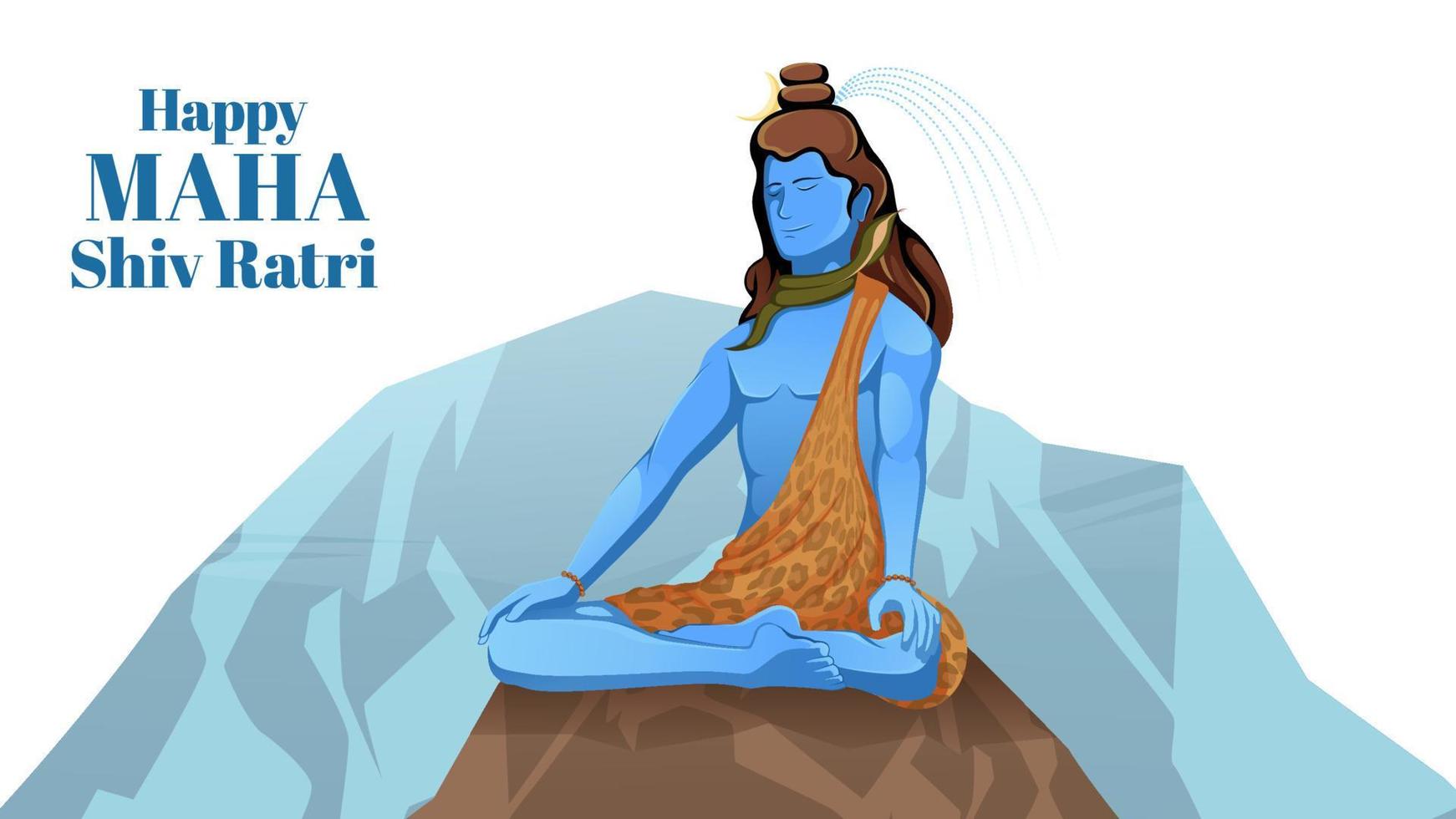 Lord shiva in meditation pose, Happy Maha Shivratri vector illustration.