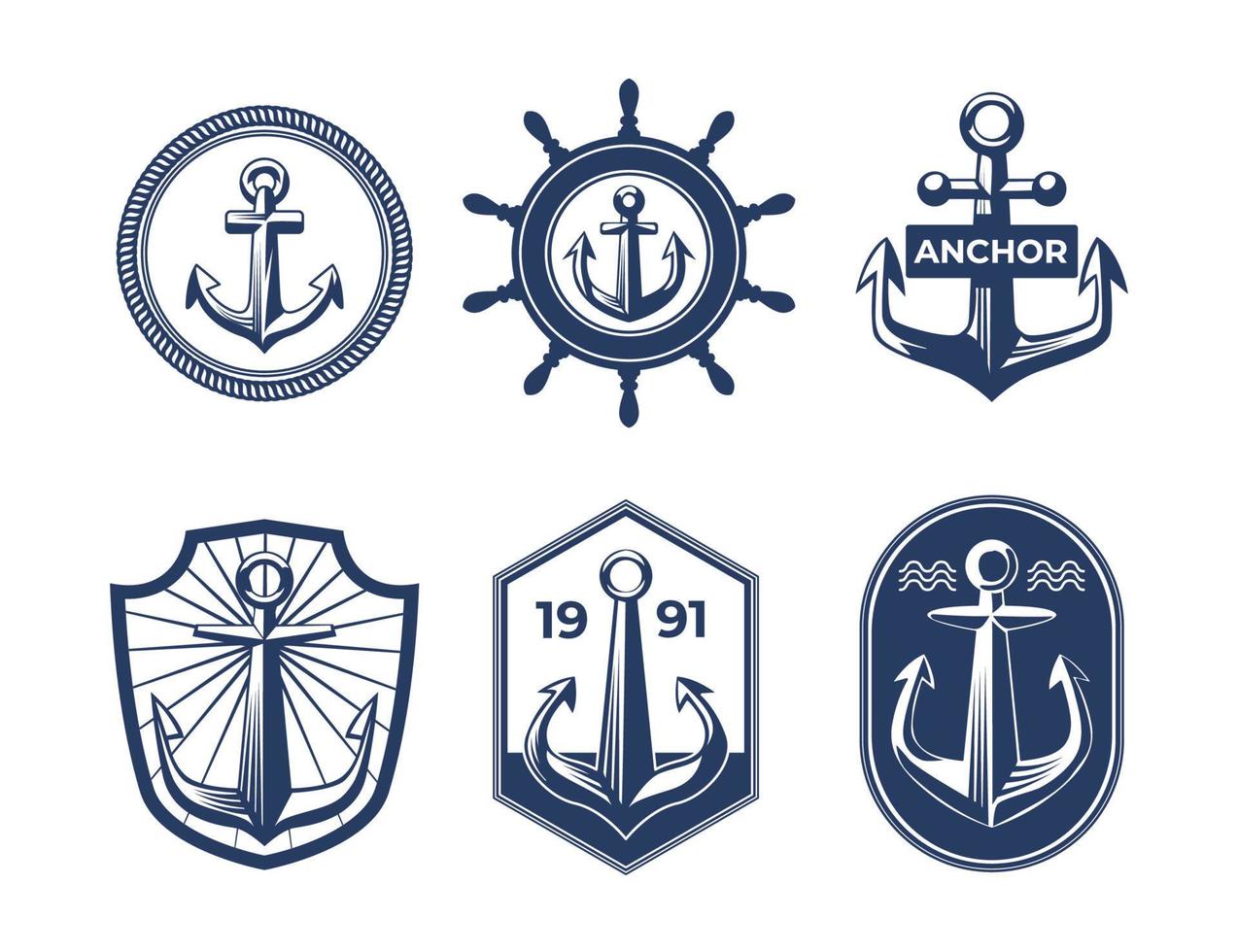 Vintage Anchor Logo Set vector