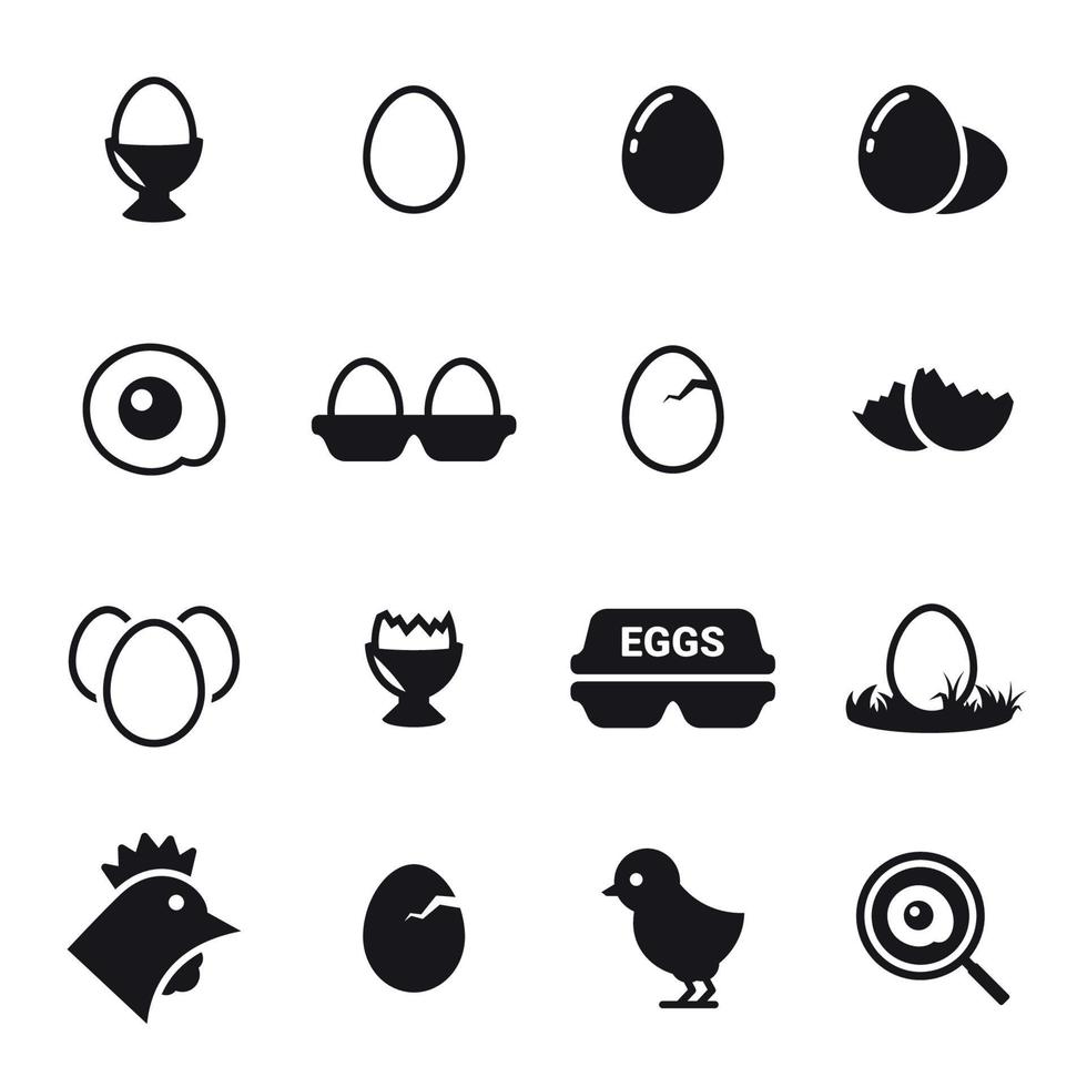 conjunto de iconos de huevo. Negro sobre un fondo blanco vector