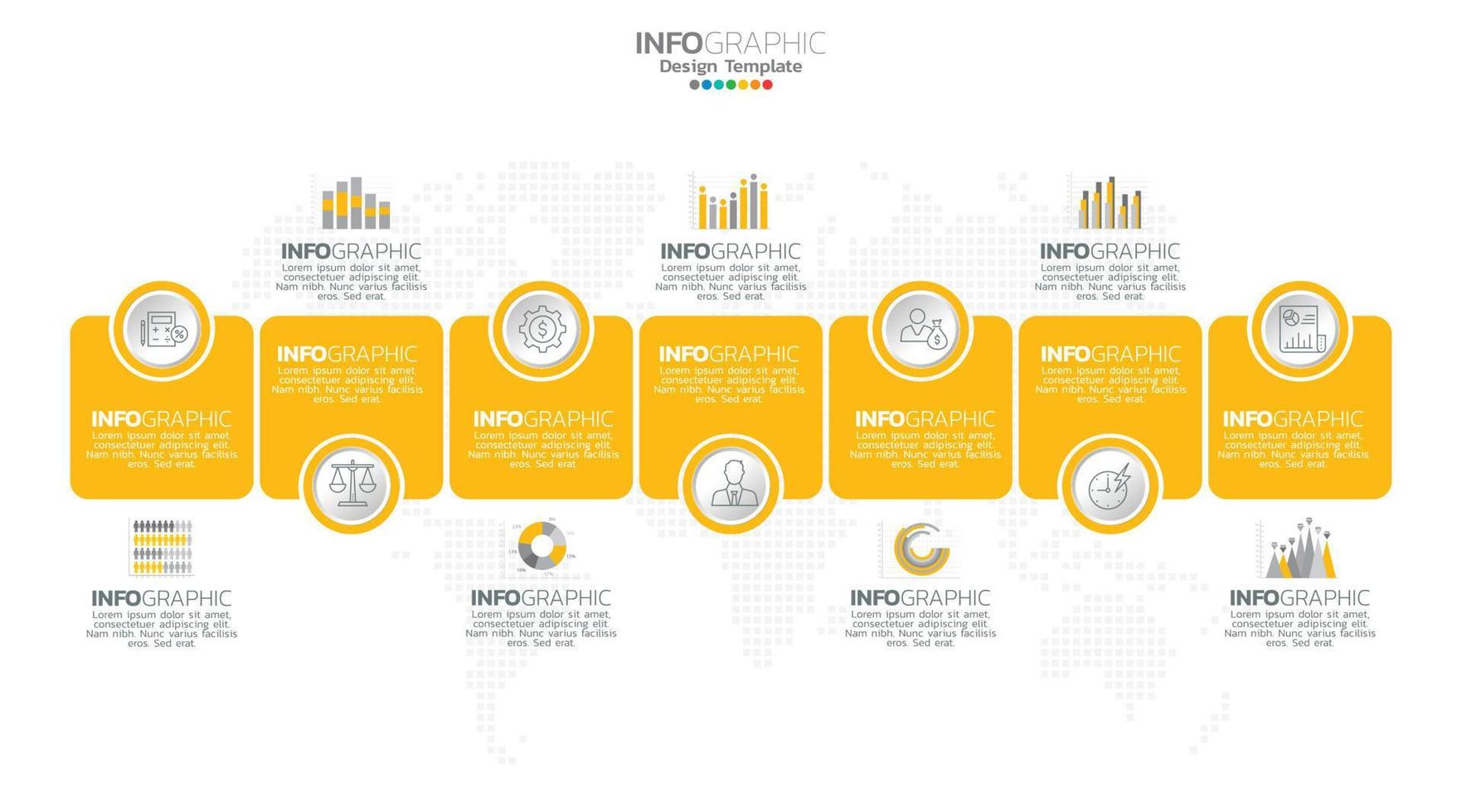 Timeline infographic vector with 7 steps can be used for workflow, layout, diagram, annual report, web design.