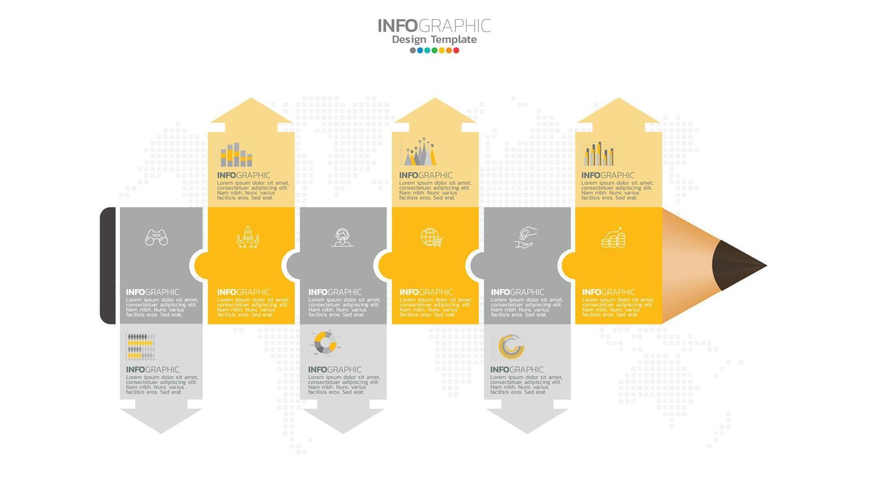 Timeline infographic vector with 6 steps can be used for workflow layout diagram annual report web design.