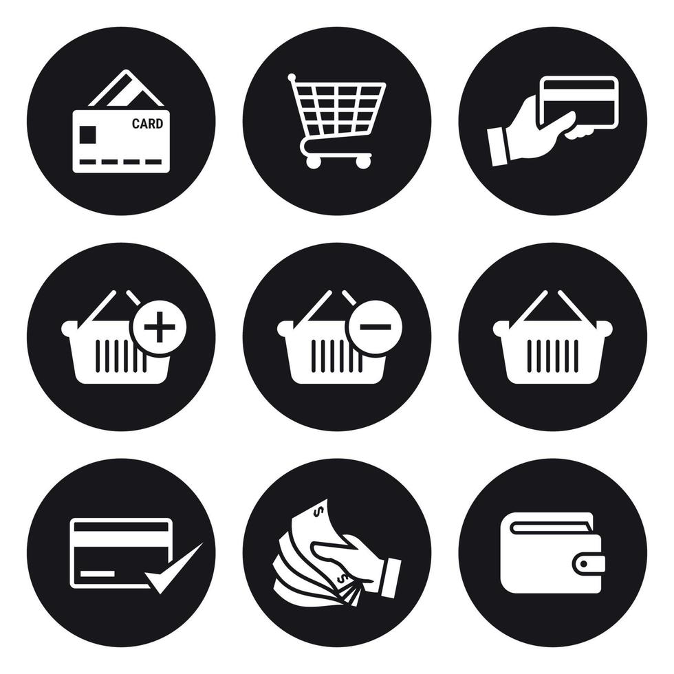 Payment icons set. Black on a white background vector