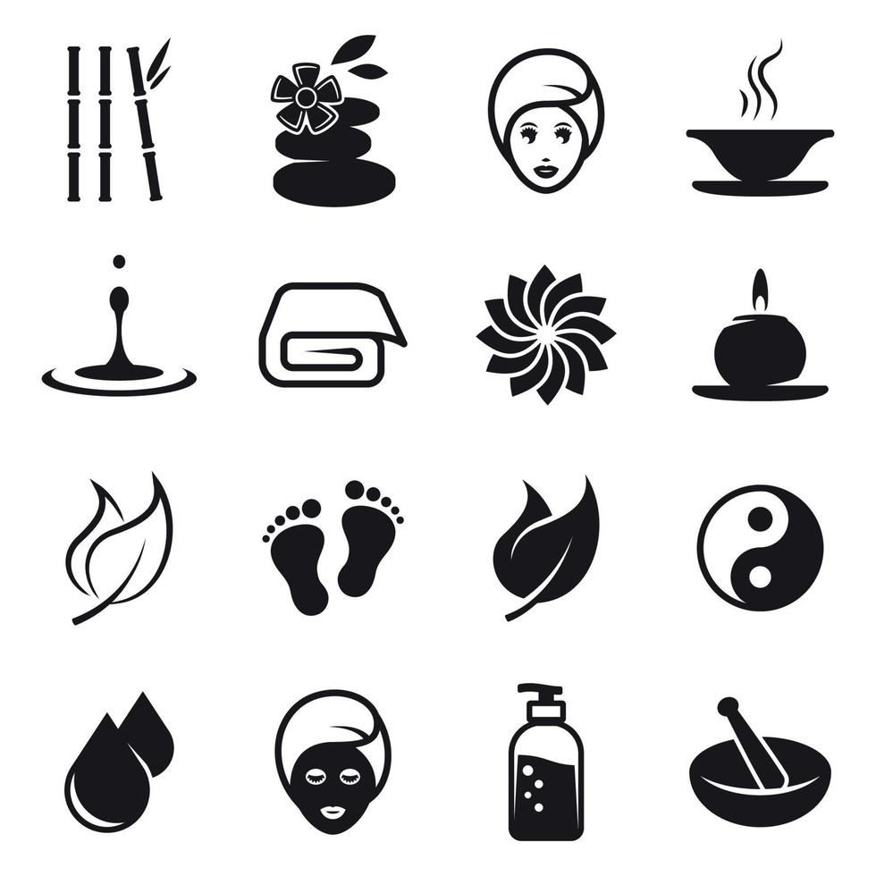 Spa icons set. Black on a white background vector