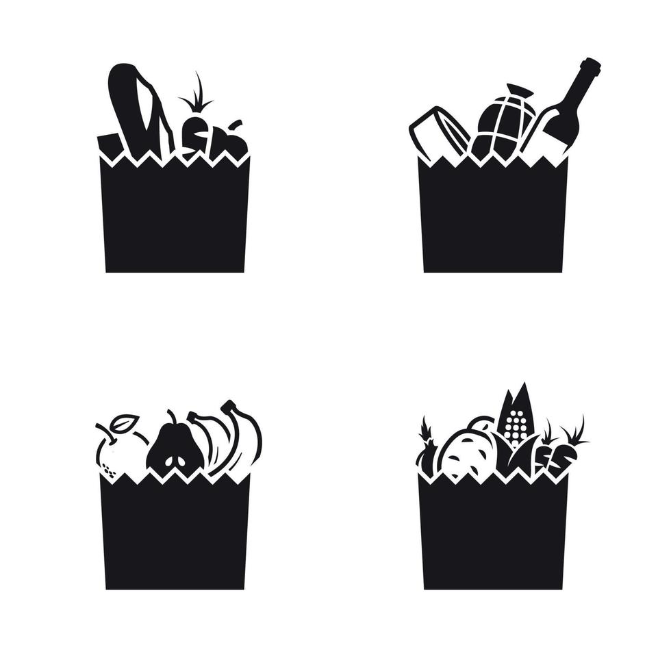 Grocerie bag icons. Black on a white background vector