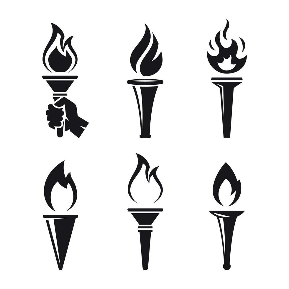 Torch icons set. Black on a white background 19487180 Vector Art at