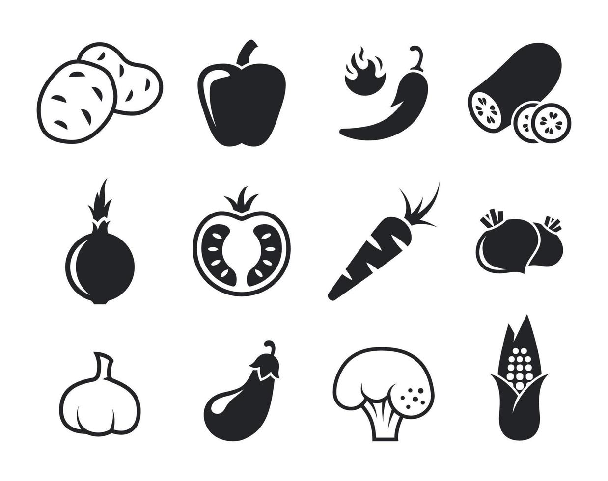 Vegetables web icon. Black on a white background vector