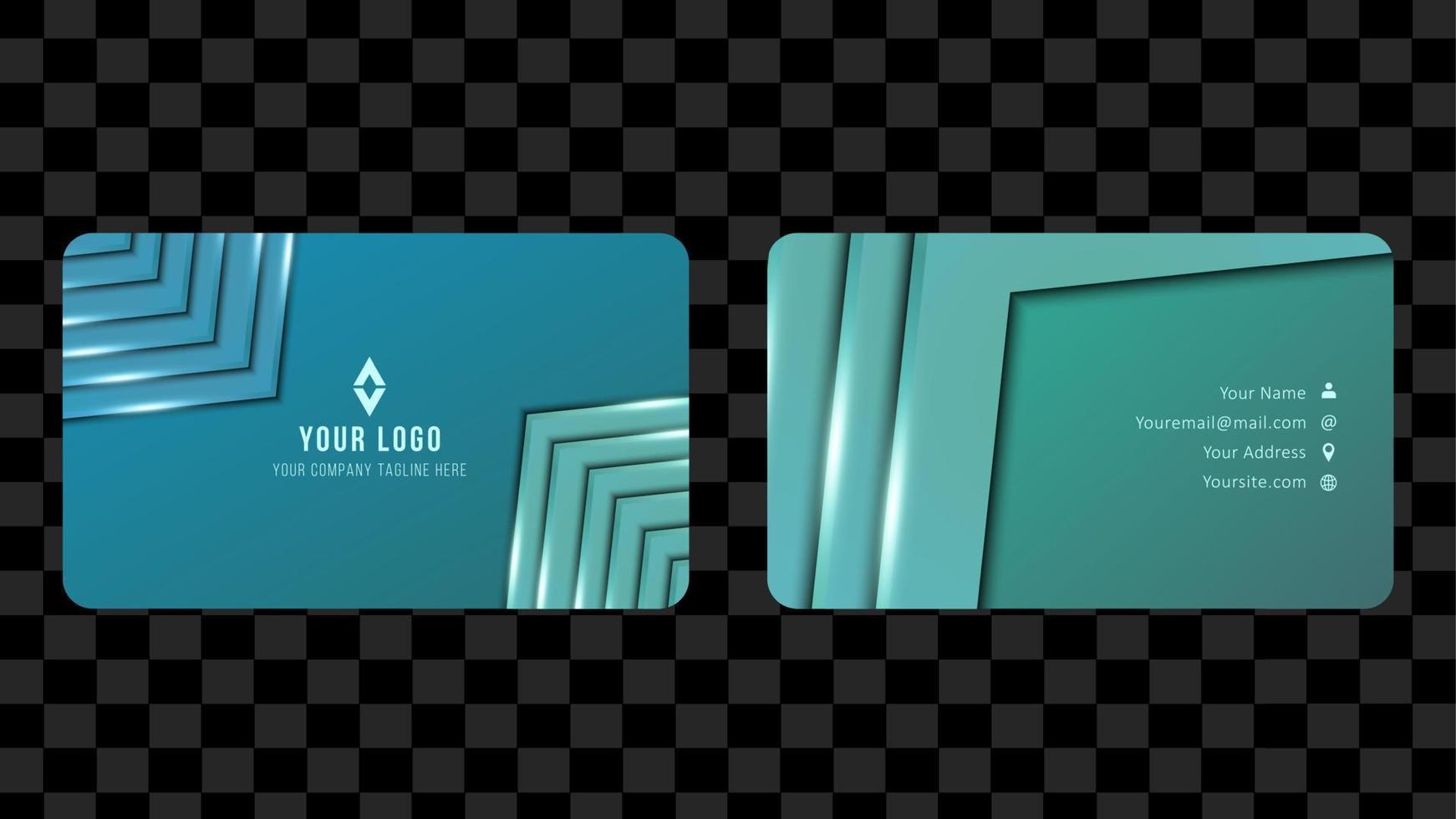 Green turquoise simple business card template vector