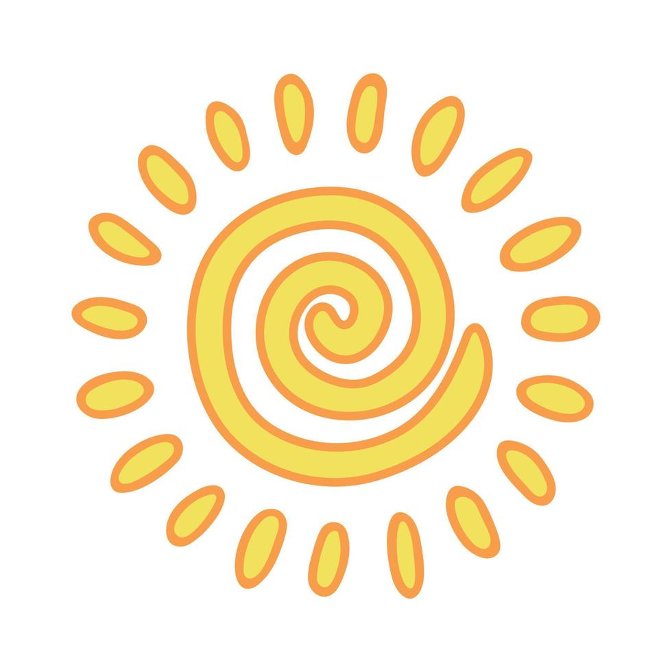 Hand drawn abstract sun symbol. Summer doodle. Single vector element for design