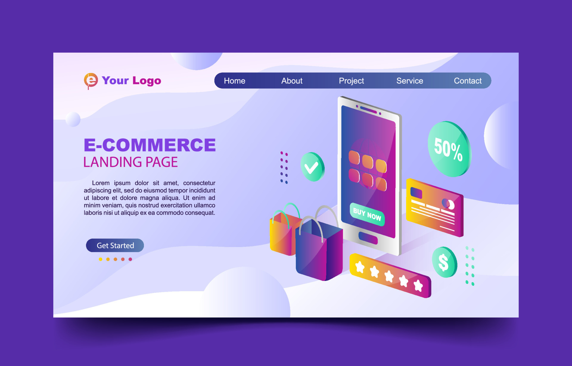 E Commerce Landing Page Design 19487290 Vector Art At Vecteezy