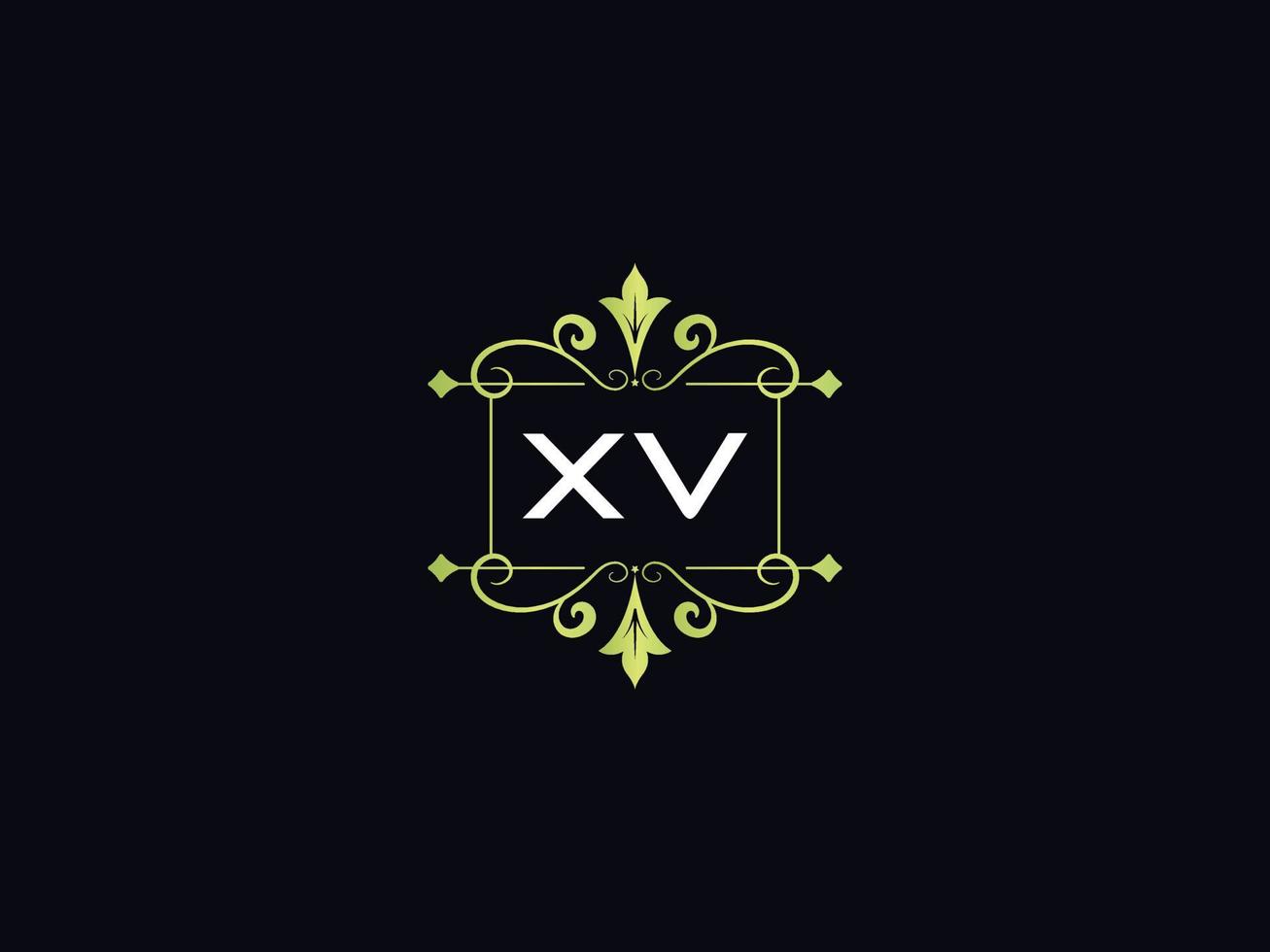 logotipo de monogram luxury xv, diseño de logotipo de lujo minimal xv vector