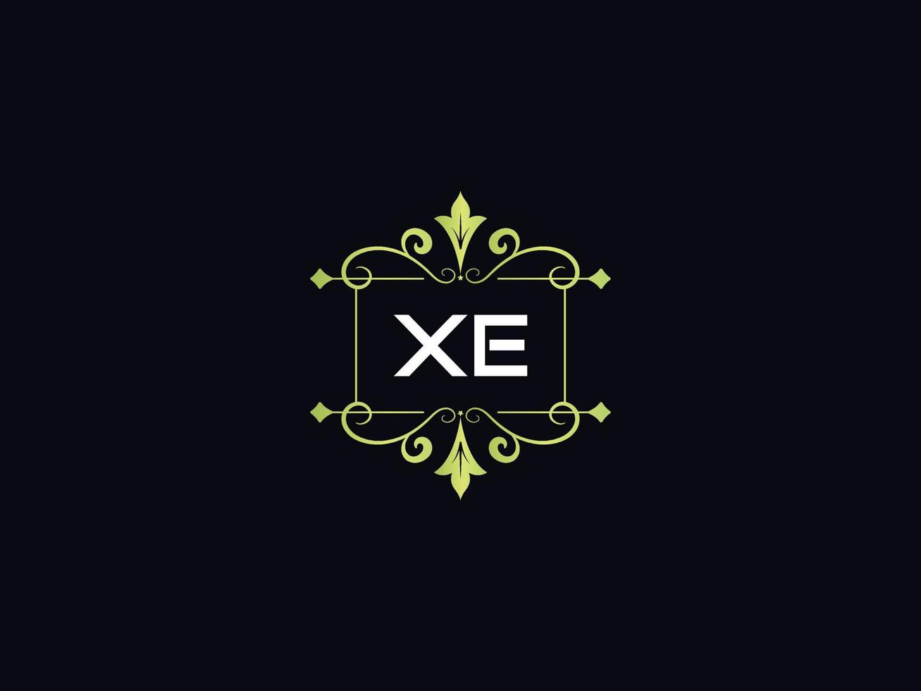 logotipo de monogram luxury xe, diseño de logotipo de lujo minimal xe vector