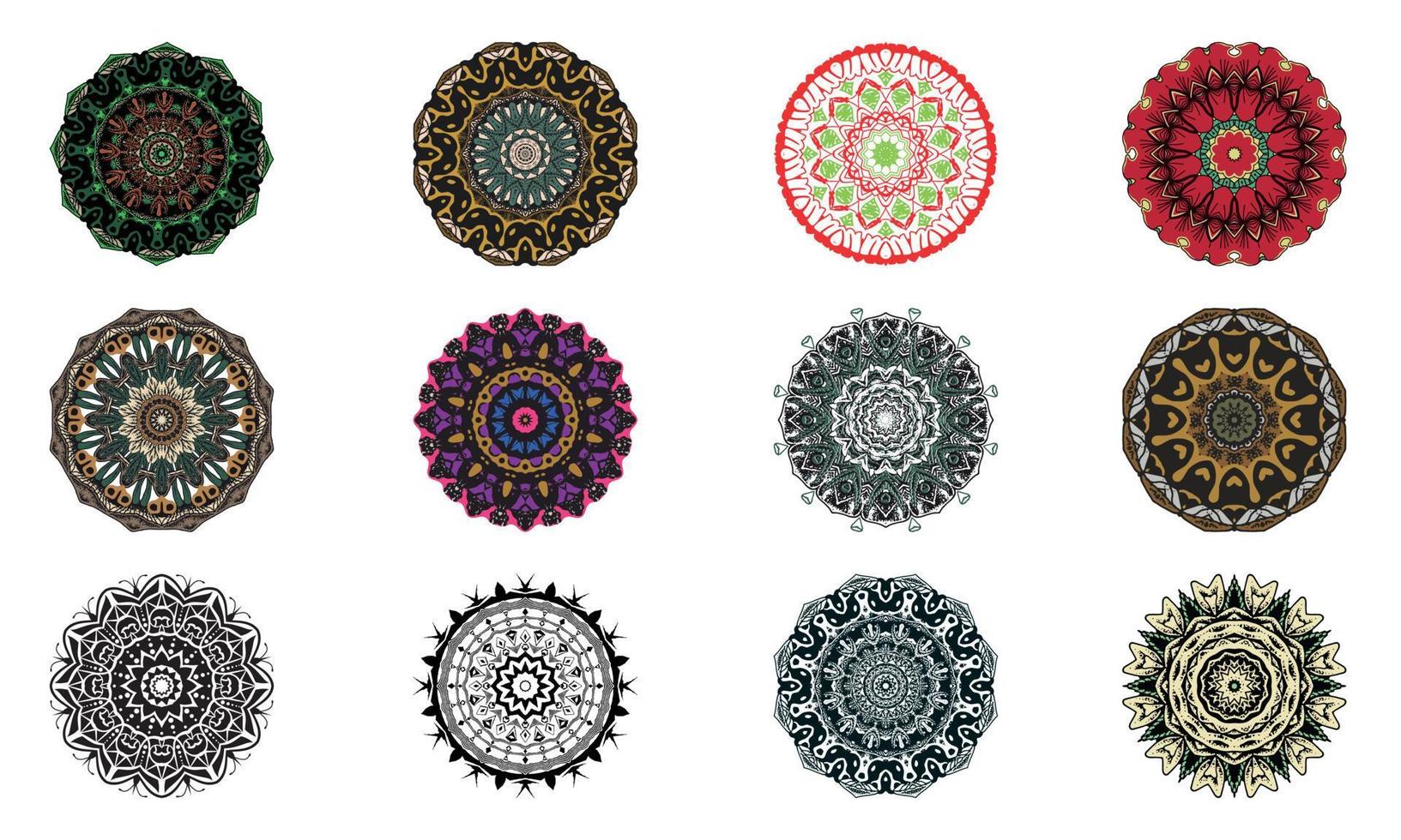 conjunto de mandala, paquete de vectores de mandala, mandala vintage, conjunto de mndala colorido, arte lineal, mandala, fondo de mandala de lujo, fondo de mandala