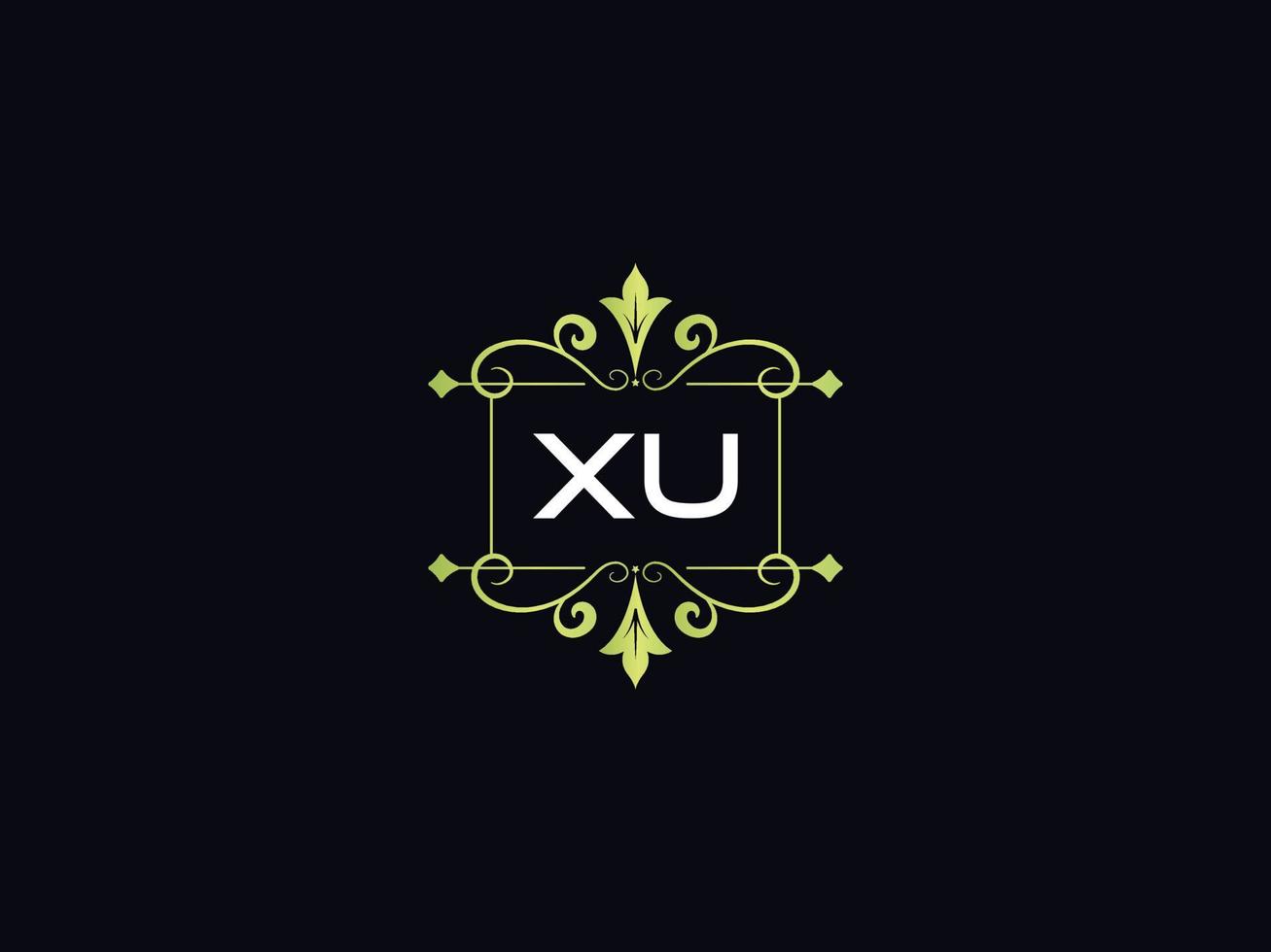 Monogram Luxury Xu Logo, Minimal XU Luxury Logo Design vector