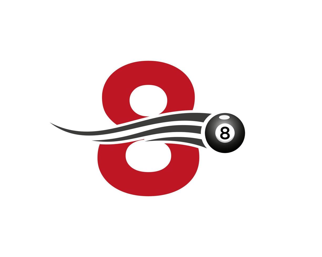 Letter 8 Billiards or Pool Game Logo Design For Billiard Room or 8 Ball Pool Club Symbol Vector Template