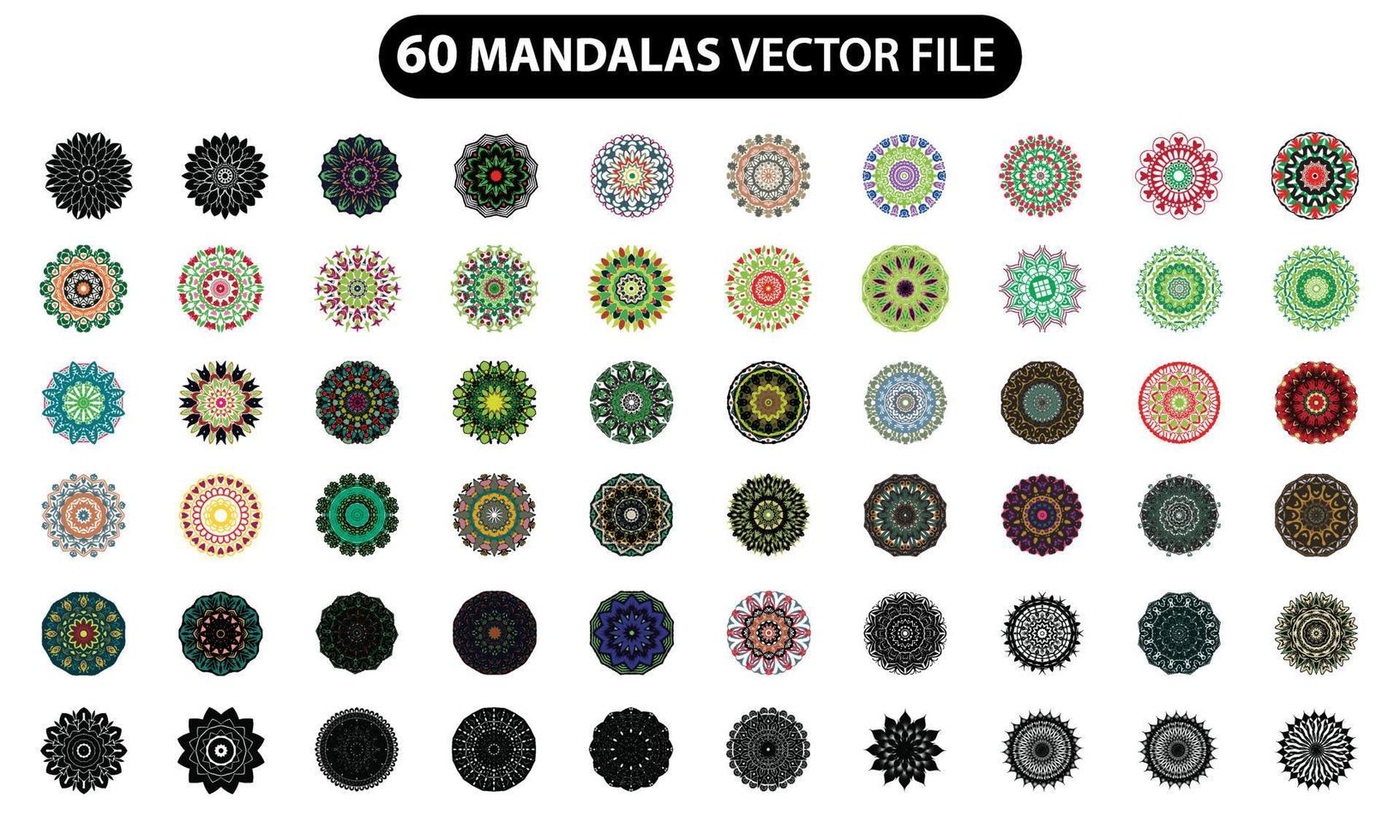 conjunto de mandala, paquete de vectores de mandala, mandala vintage, conjunto de mndala colorido, arte lineal, mandala, fondo de mandala de lujo, fondo de mandala