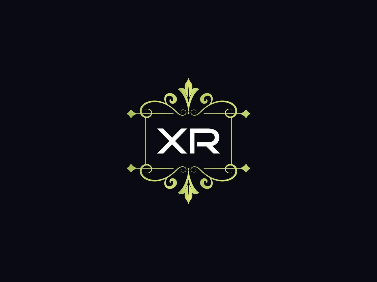 logotipo de monogram luxury xr, diseño de logotipo de lujo minimal xr vector