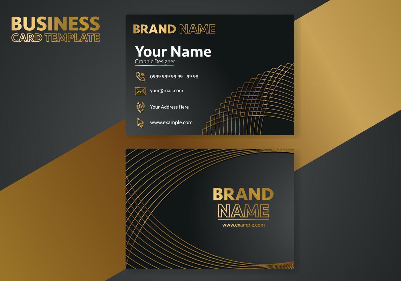 Creative modern name card and business card with horizontal standard size vector illustration template.