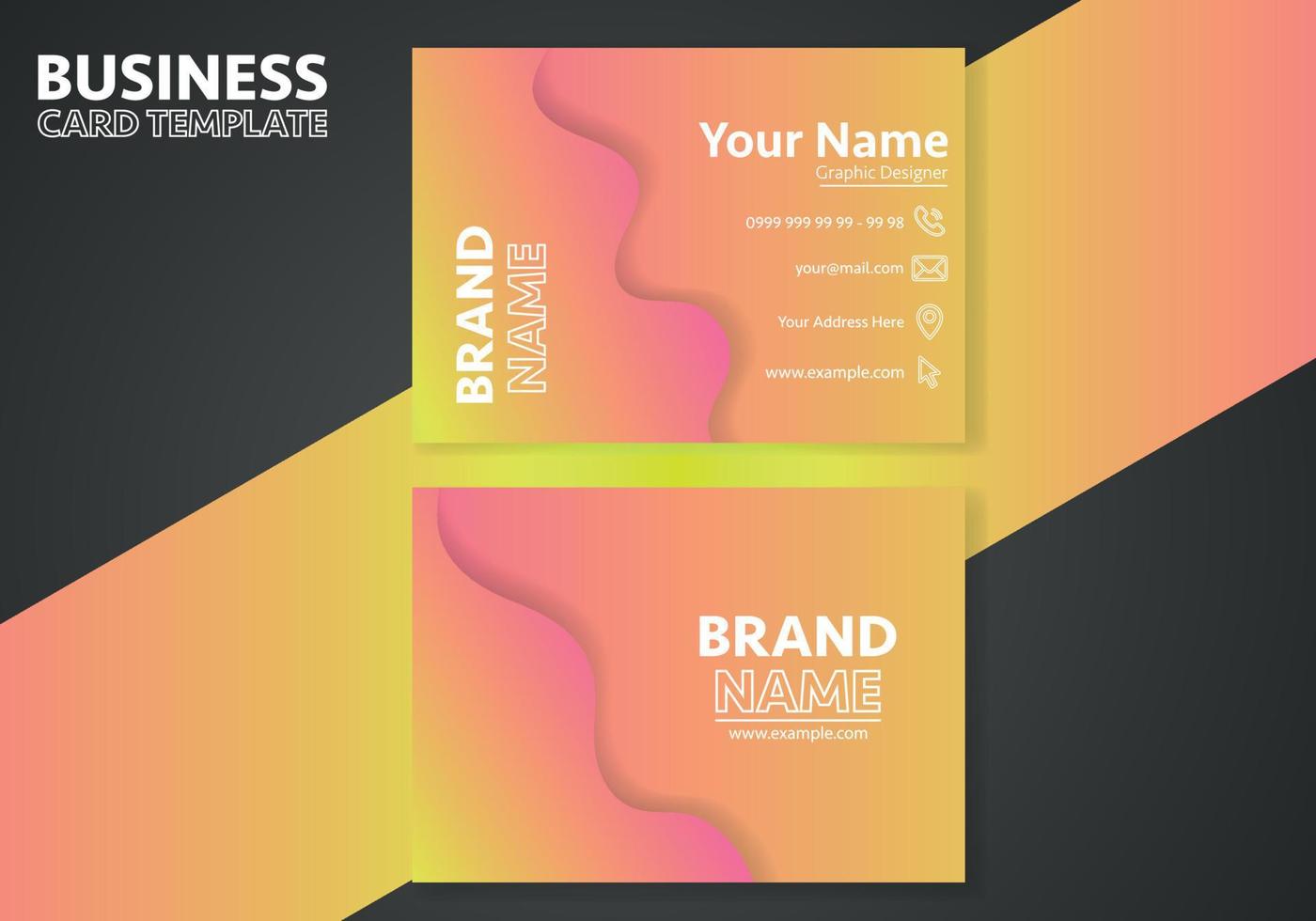 Creative modern name card and business card with horizontal standard size vector illustration template.