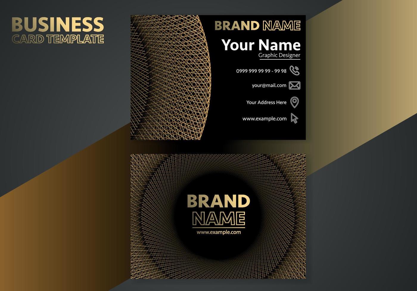 Creative modern name card and business card with horizontal standard size vector illustration template.