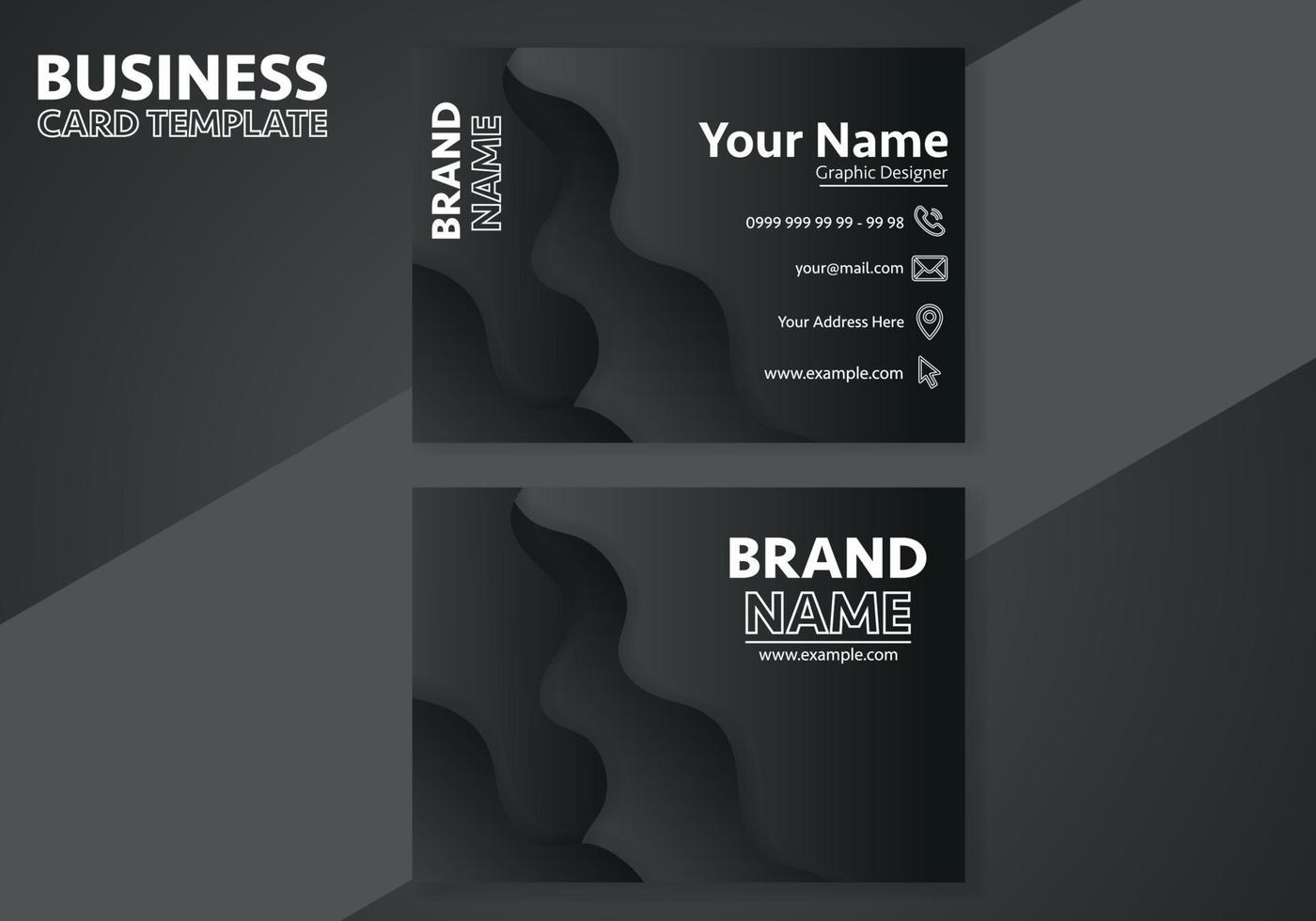 Creative modern name card and business card with horizontal standard size vector illustration template.