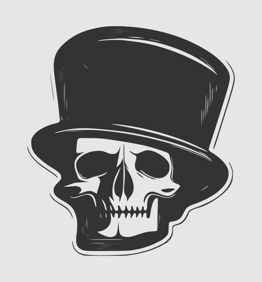 Vintage skull head in cap or hat in monochrome style isolated vector illustration