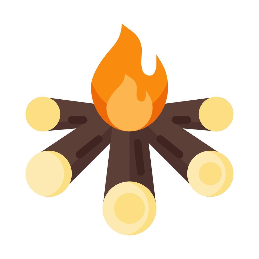 Campfire icon in flat style vector, firewood icon, wood icon, winter icon vector