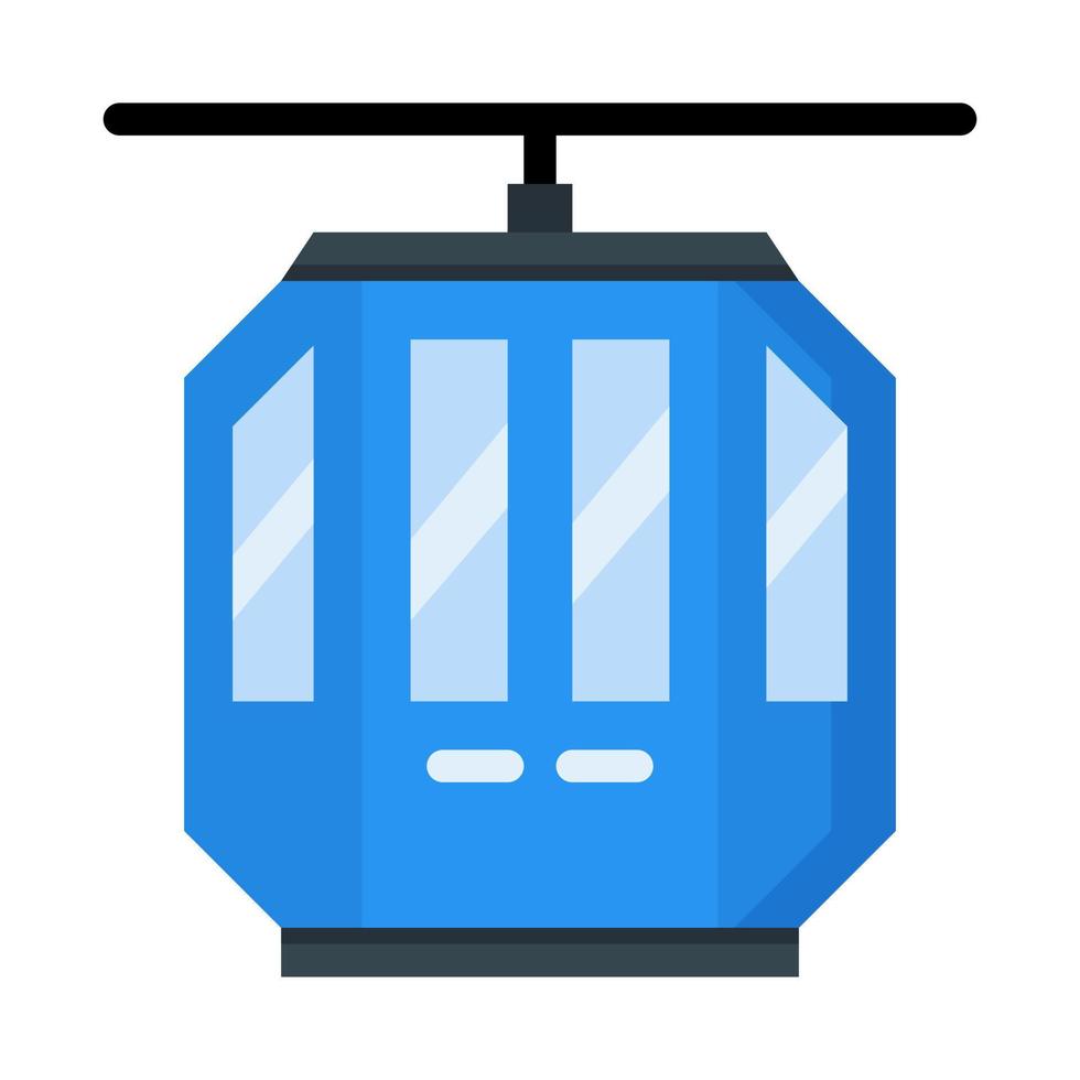 Sky tram icon in flat style vector, aerial tramway, cable car, ropeway, transportation vector