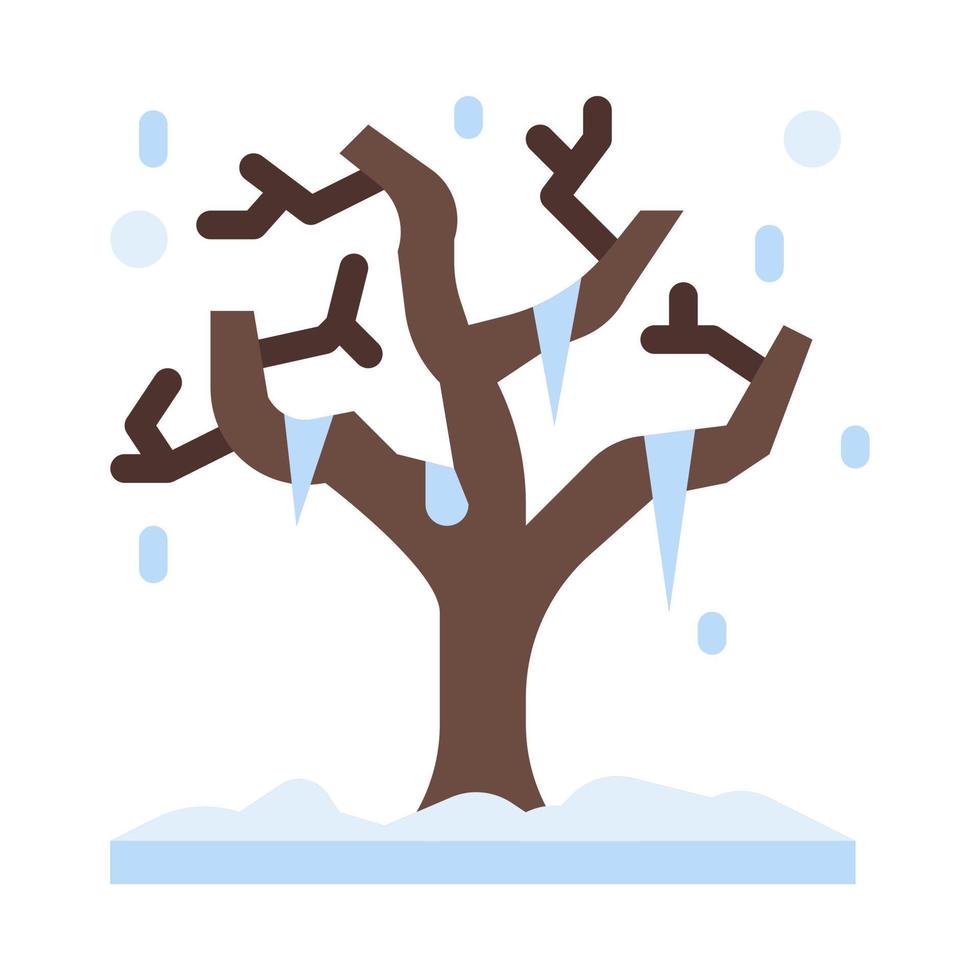 icono seco en vector de estilo plano, árbol de invierno, icono de invierno, icono de nieve