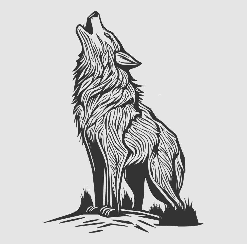 poner la cabeza de un lobo. silueta y estilo de la cabeza para su diseño. boceto de ilustración vectorial vector