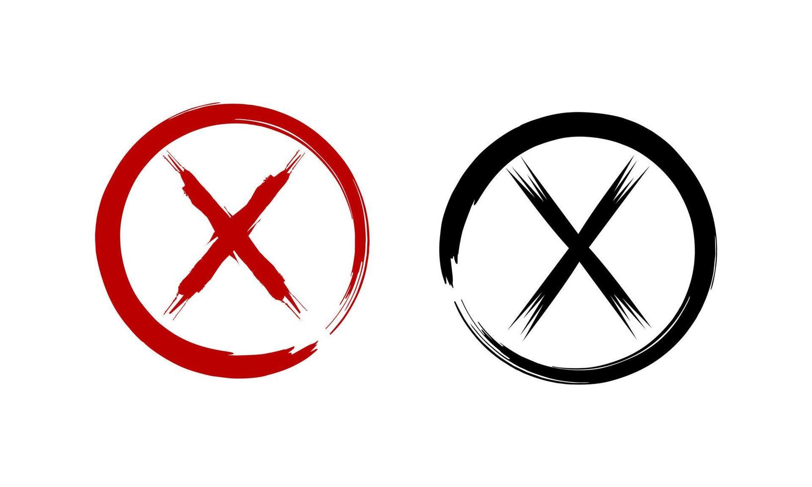 Cross X no icon symbol red and black design vector illustration