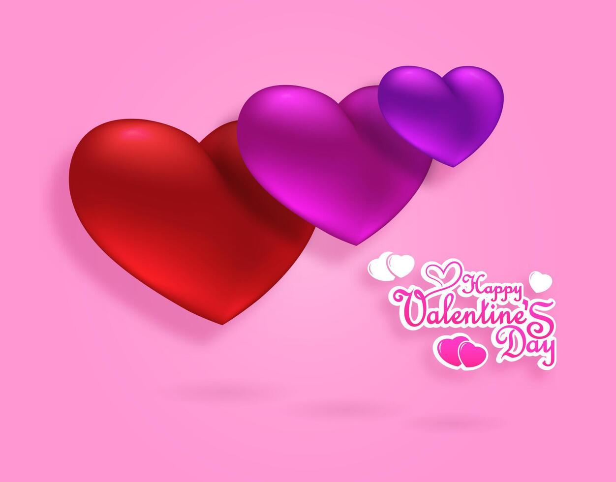 feliz tarjeta de felicitación del día de san valentín. ilustración vectorial realista 3d vector