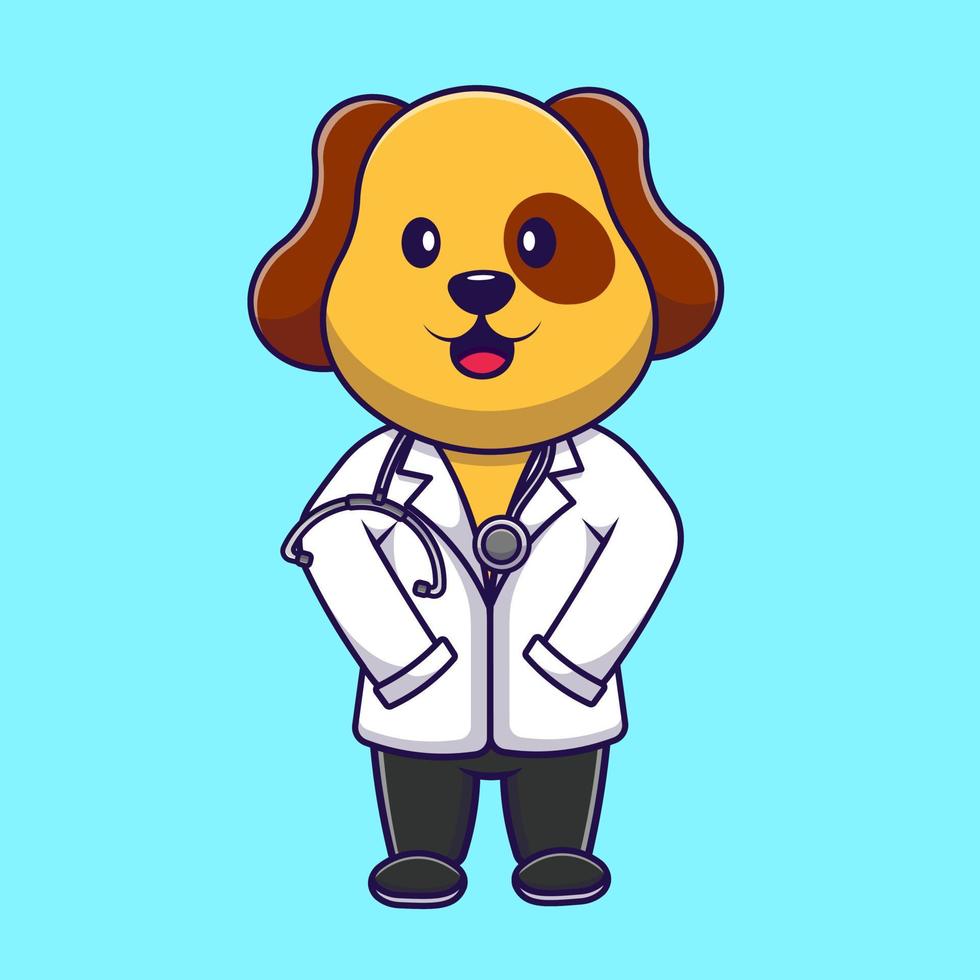 lindo perro doctor caricatura vector iconos ilustración. concepto de caricatura plana. adecuado para cualquier proyecto creativo.