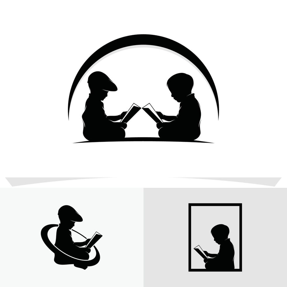 Collection of kids reading logo designs template vector