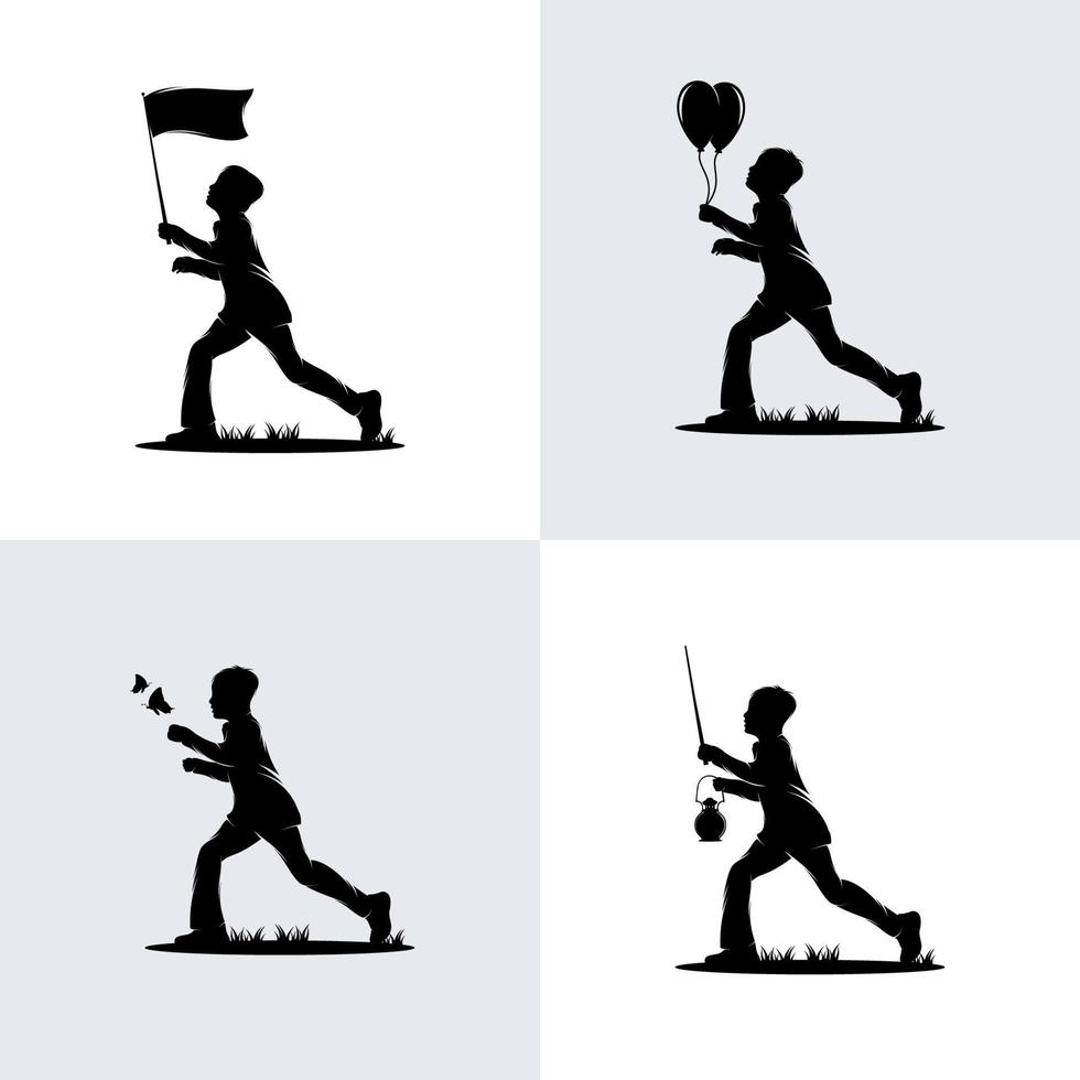 Collection of kids playing outdoor logo vector