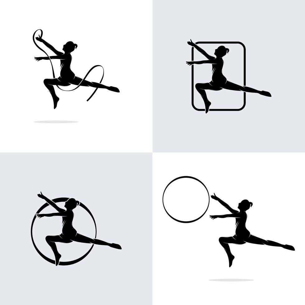 Ballet dancer logo design template vector