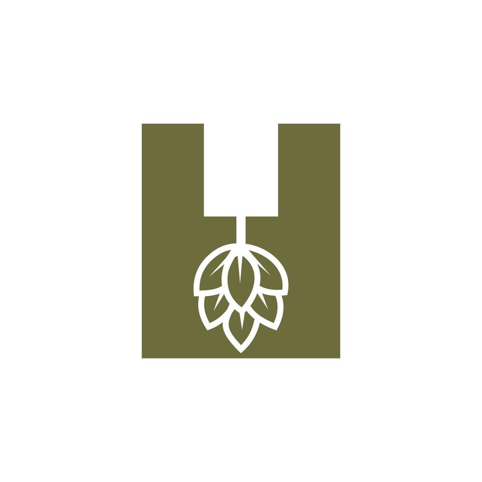 Initial Letter H Brewing Logo With Beer Icon Vector Template