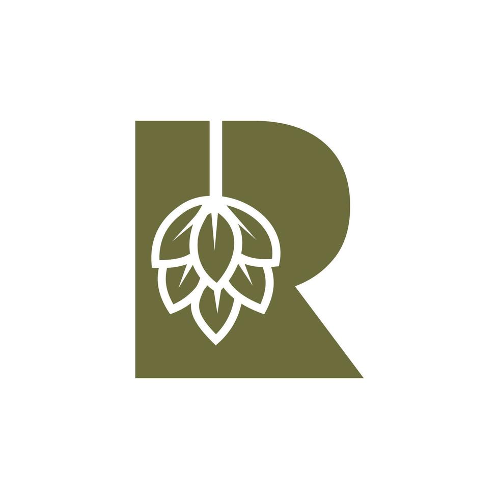 Initial Letter R Brewing Logo With Beer Icon Vector Template