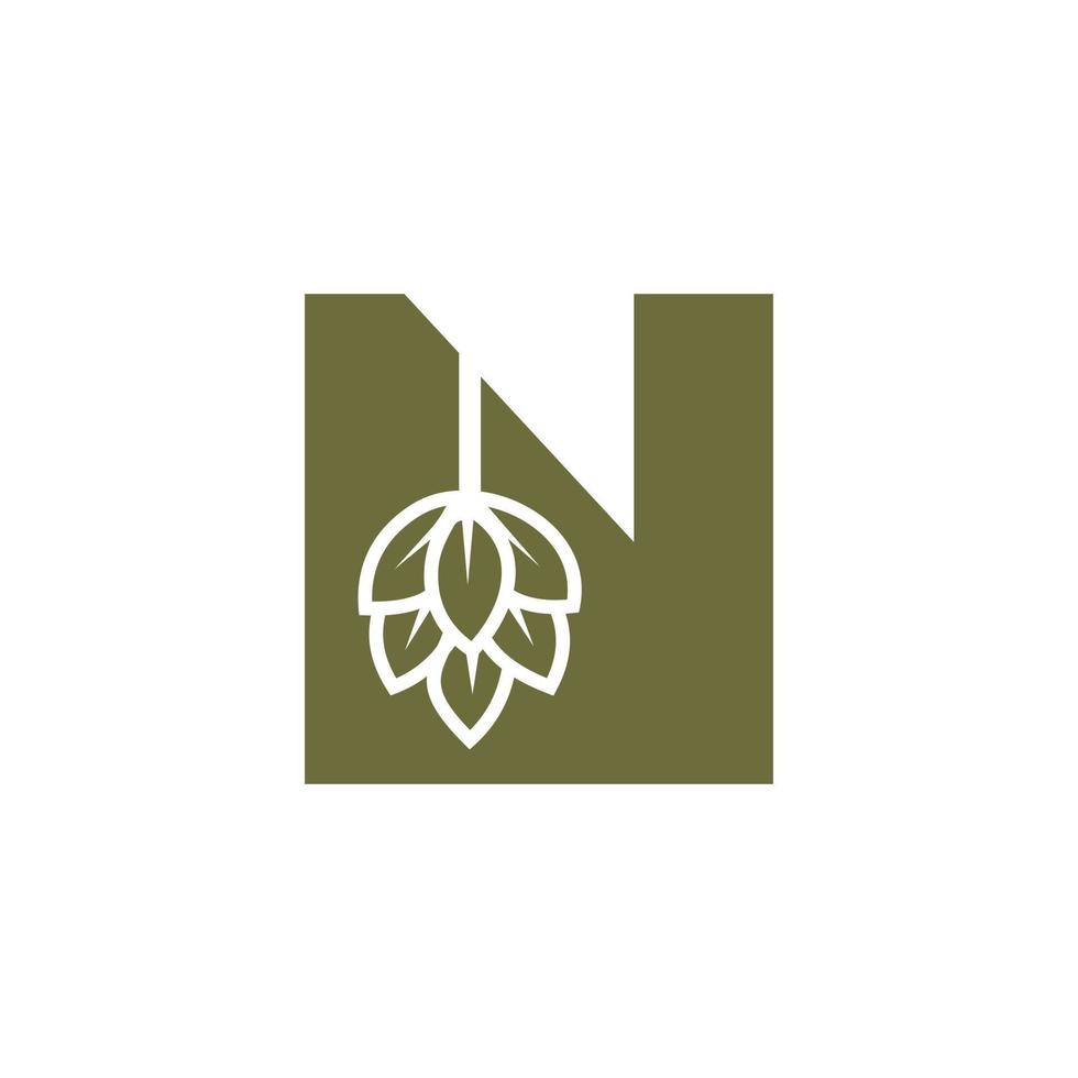 logotipo inicial de la letra n brewing con plantilla de vector de icono de cerveza