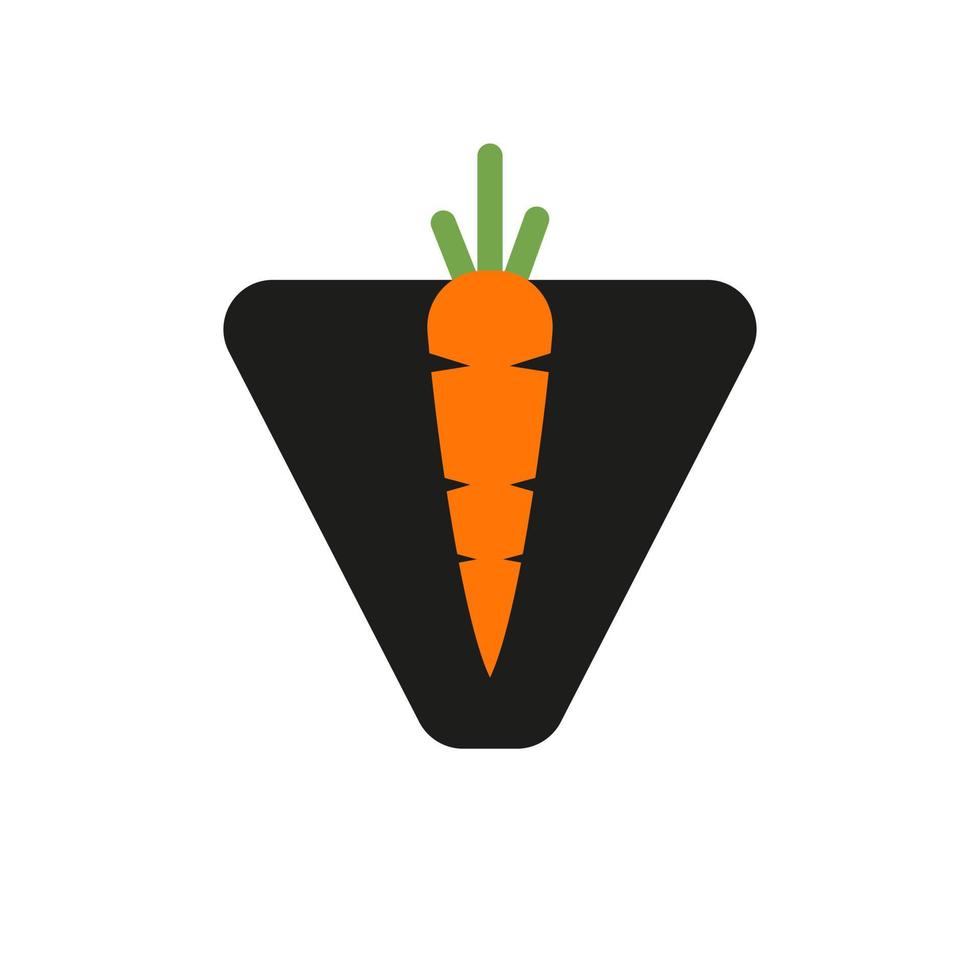 Initial Letter V Carrot Icon Design Vector Template. Carrot Logo Based Alphabet
