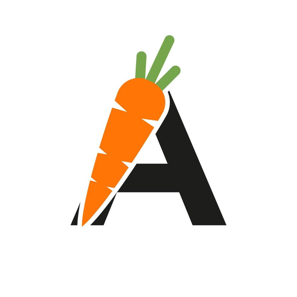 Initial Letter A Carrot Icon Design Vector Template. Carrot Logo Based Alphabet