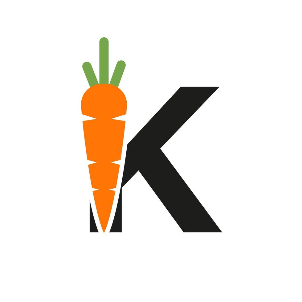 Initial Letter K Carrot Icon Design Vector Template. Carrot Logo Based Alphabet