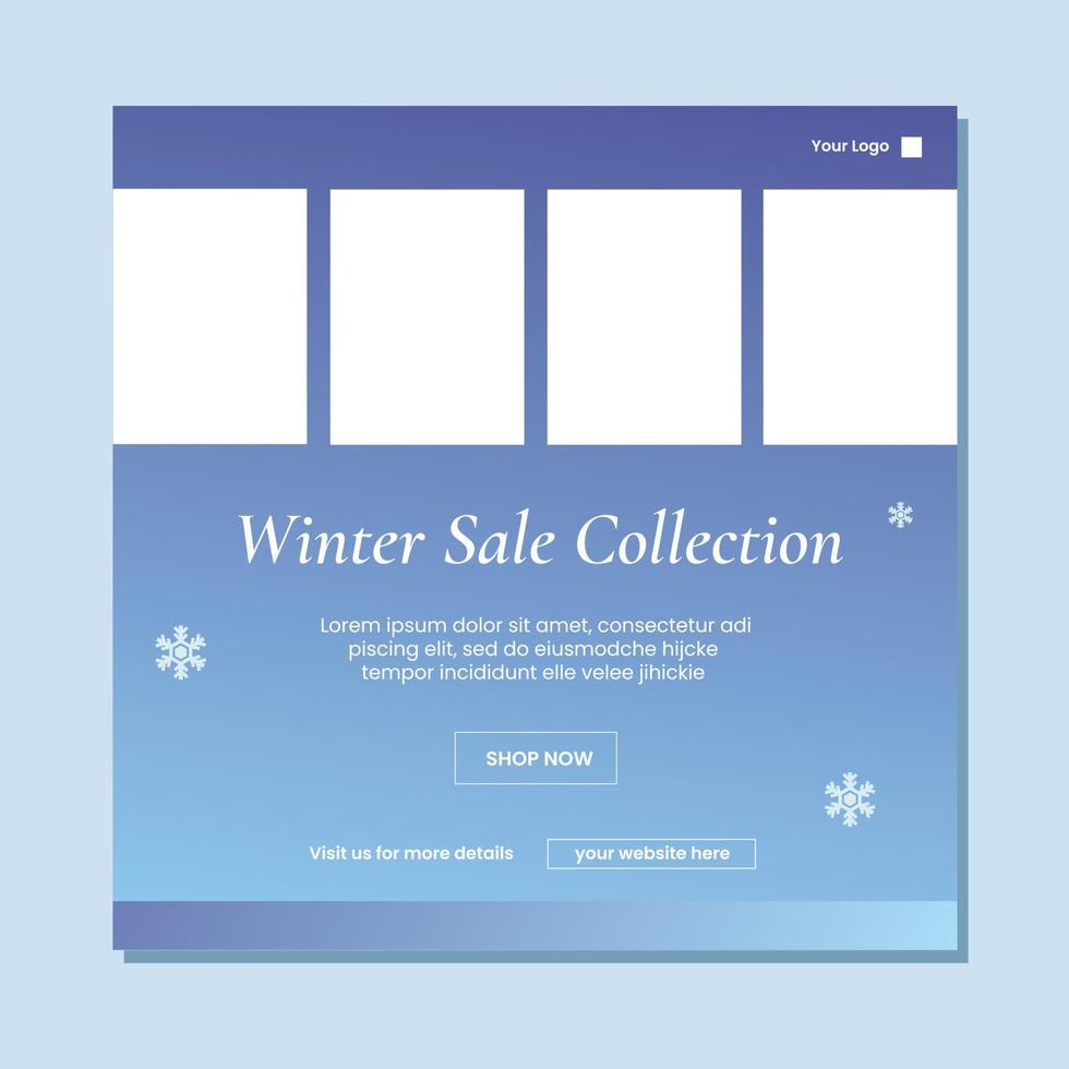 Winter Sale Social Media Post Design, Social Media Banner Design vector